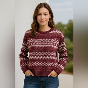 AEROPOSTALE Women's Burgundy‎ Patterned Sweater
